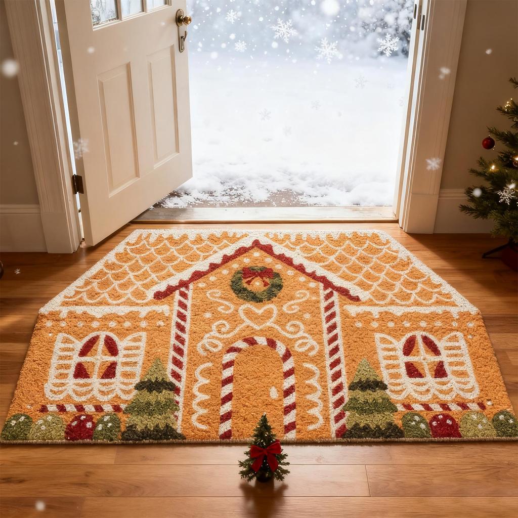 Christmas Little House, Cute Carpet Christmas Decoration, Suitable For Front Door And Yard