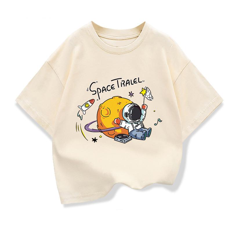 2025 New Kids Clothing Spaceman Travel Graphic Summer TShirt Boy And Girl Cotton Fashion Tops Teen Boys Loose Short Sleeve Tee