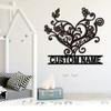 Metal Family Name Sign, Customizable Black Heart Wall Decor, Artistic Matte Finish, Removable for Indoor Outdoor