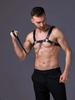 Herren Leder Brustgeschirr mit Kette - Verstellbarer Gothic Punk Style Körpergürtel für Kostüme, Partys und Clubs