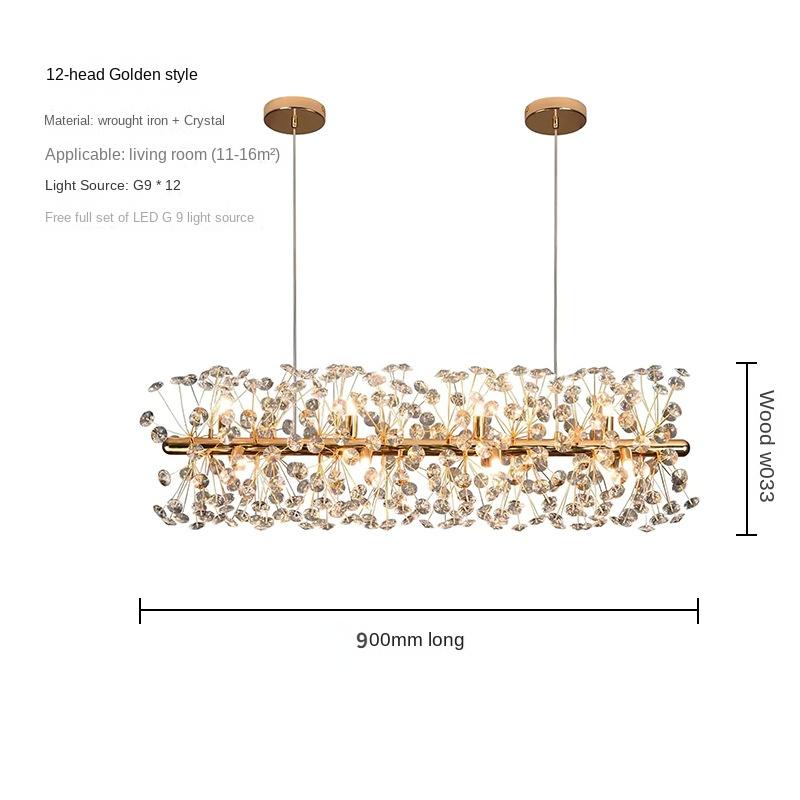 

Хрустальная люстра для гостиной, роскошная сетка, красная главная спальня, столовая, хрустальная лампа, простой дизайнерский одуванчик, креативное освещение Diameter90cm-12 headlight