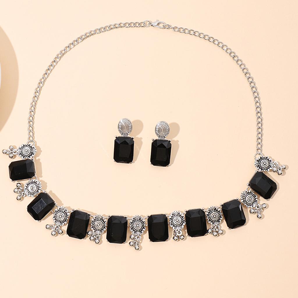 Women Artificial Crystal Jewelry Sets Beads Tassel Necklace Earrings