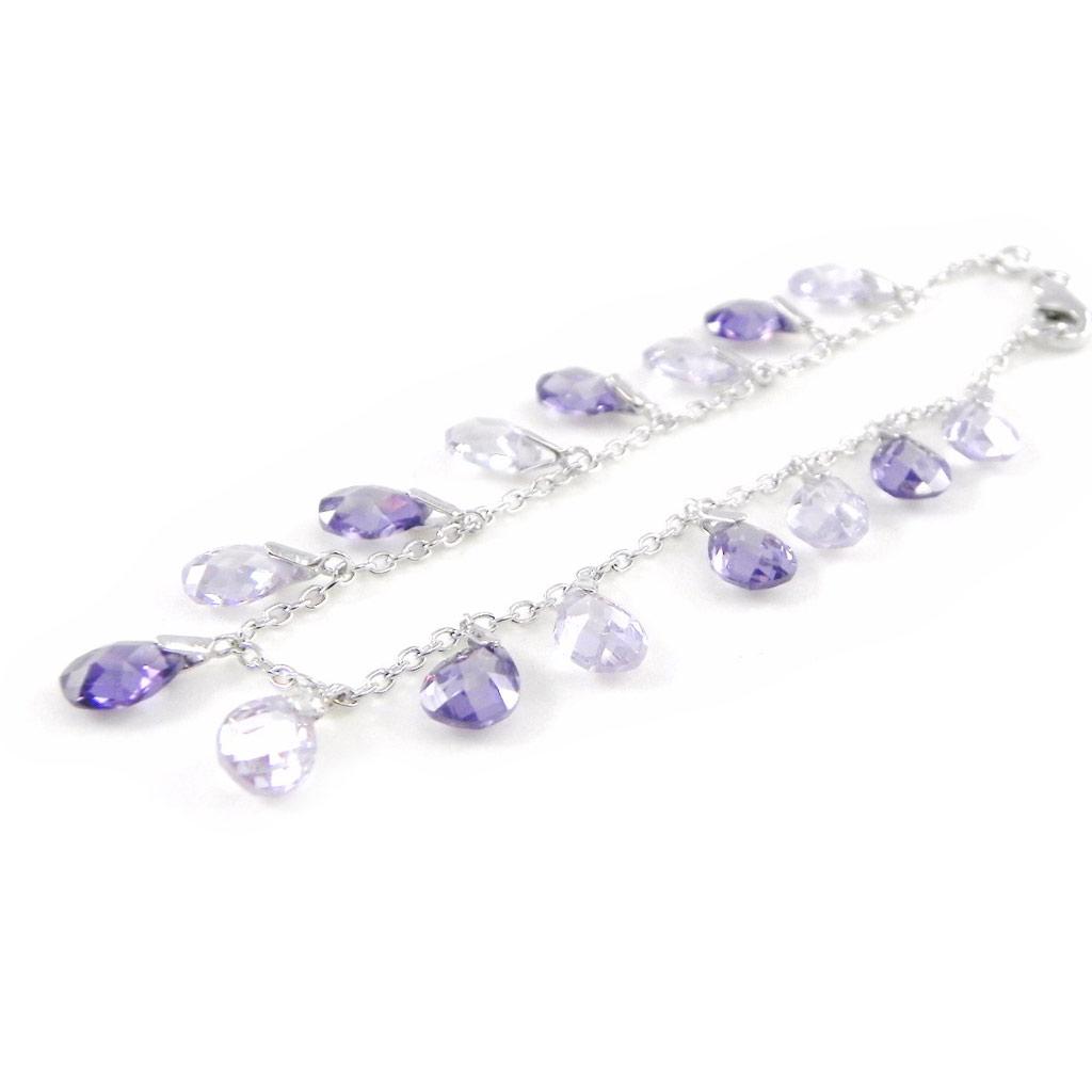 Les Trésors De Lily [E9187] - Lavender 'Linda' Silver Bracelet
