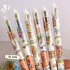 6Pcs/lot 0.5mm Press Erasable Pen Cartoon Black Pen Blue Pen  School Office Writing Stationery