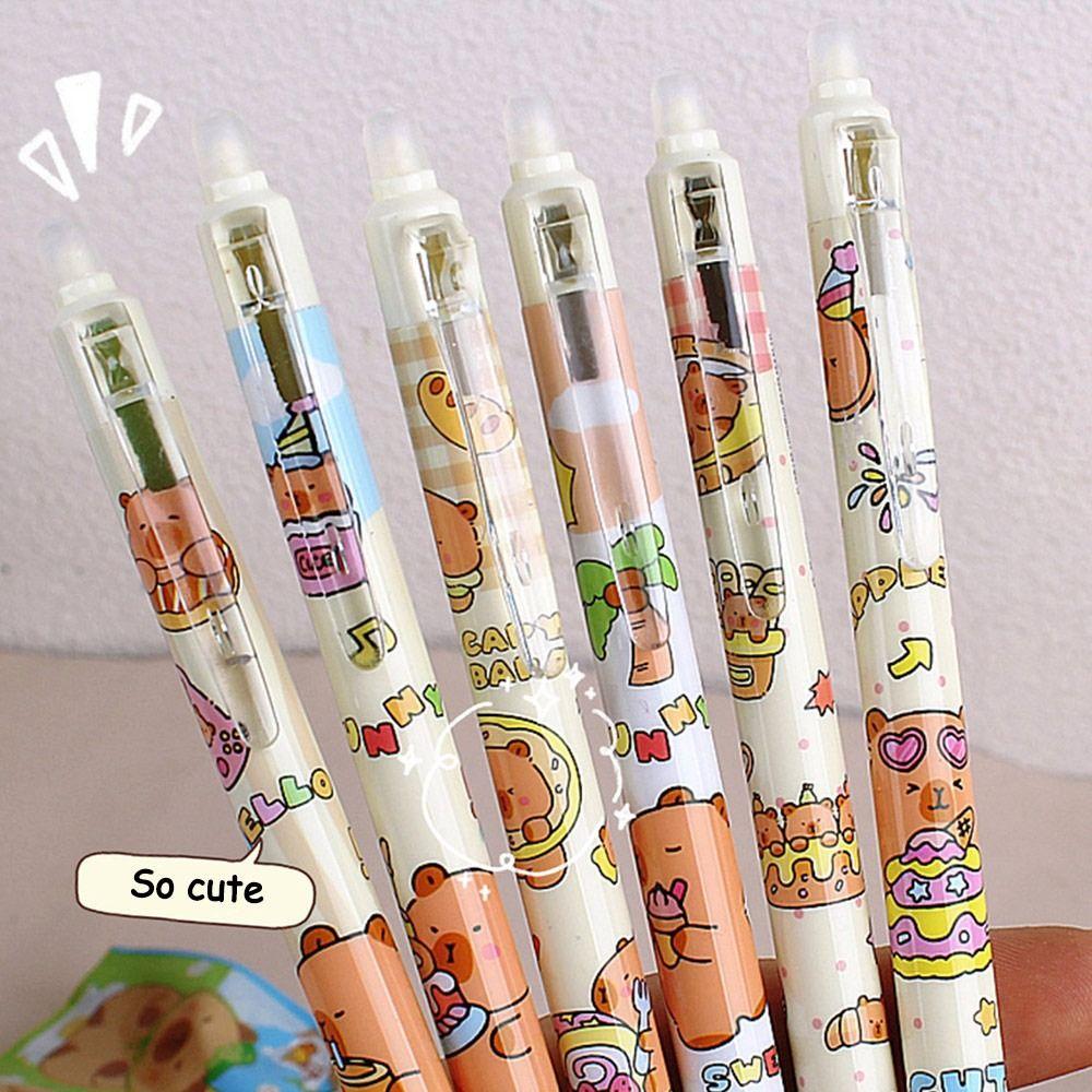 6Pcs/lot Quick-drying Capybara Gel Pen 0.5mm Black Pen  School Office Writing Stationery