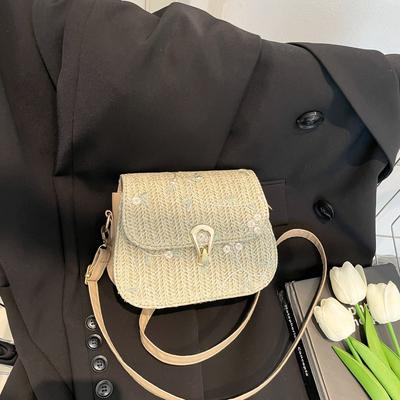 Summer Beautiful Casual Woven Straw Women's Bag Sweet Casual Texture Shoulder Messenger Bag Saddle Bag