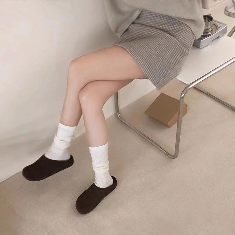 Sheepskin Version~ New Casual Platform Fashion Shoes, Flat-soled Versatile One-pedal Bag Head, Retro Half Slippers, Single Shoes for Women