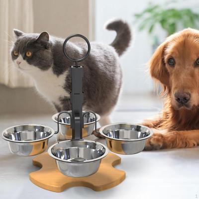 Elevated Cat Bowls Pets Water and Food Bowl Set Portable Puppy Dishes Pet Feeding Station Height