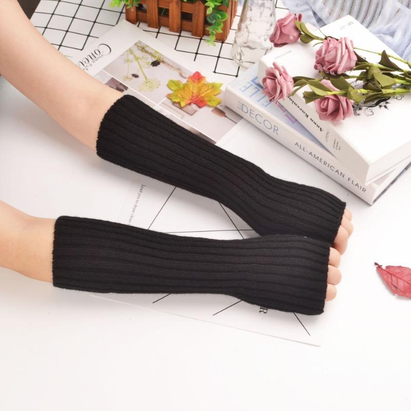 Gestrickte Armstulpen für Damen, fingerlose lange Handschuhe, Gothic-Lolita-Armstulpen, solide Handschuhe für Mädchen