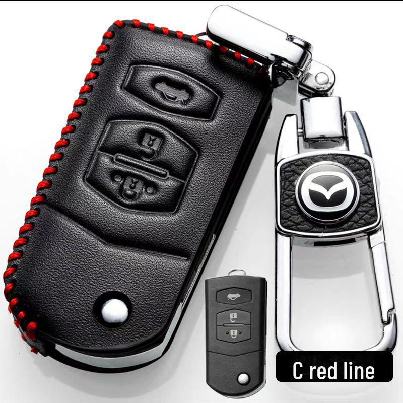 Mazda Genuine Leather Key Cover for Mazda 3, CX-4, CX-5, and Atez Cars.