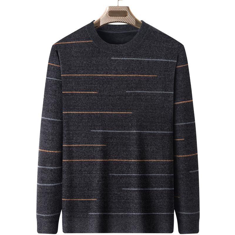 Men's Plus Velvet Thickened Chenille Sweater: Warm Winter Knitwear for Middle-Aged and Elderly Dads