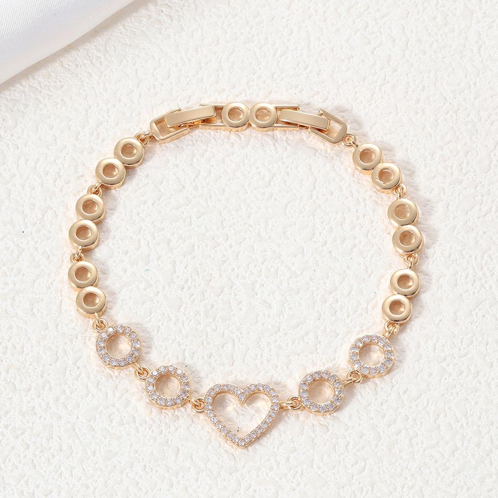 Hollow Love Zircon Bracelet Women's Fashion New Light Luxurious Geometric Circle Bracelet