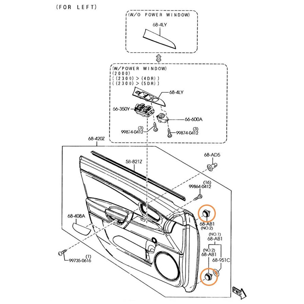 Woodzdon Door Trim Panel Clip Push Fastener GJ6R-68-ABX Mazda 3 Mazda 5 Mazda 6