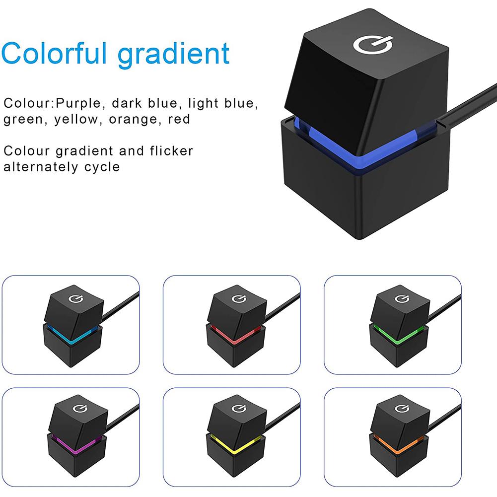 2m Portable Colorful LED Lights Computer Desktop Switch PC Motherboard External Start Power On/Off Button Extension Cable