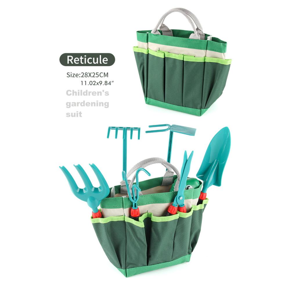 11Pcs Kids Gardening Tools Set Includes Tote Bag Spade Rake Fork Apron Gloves Watering Can Outdoor