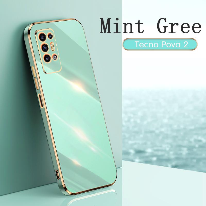 For Tecno Pova 2 Case Silicone TPU Back Cover Tecno Pova2 Plating Soft Case