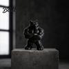 Detailed Muscle Figure 3D Printed Bear Statue, Matte Black Fitness Ornament for Office Figurine Bookshelf Gym Decor, Compact Inspirational Gift