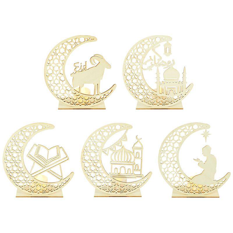 Festliche muslimische Ramadan-Ornamente, dekorative Lichter, Sterne und Mondformen, Kunsthandwerk