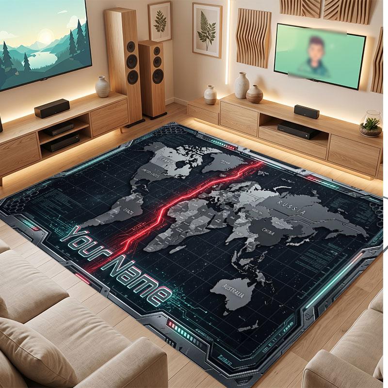 Abstract Personalized Theme Crystal Velvet Floor Rug Personalized Custom Name Text Warm Carpet Home Decoration