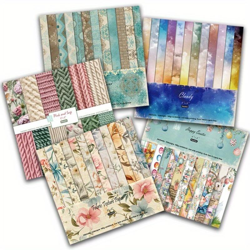 24pcs Junk Journaling Craft Paper Flower Crapbook Paper Pad 6x6inch Assorted Pattern Decoupage Cardstock Paper Single-Sided Vintage Scrapbooking DIY