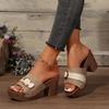 Ciabatte Chunky da Donna Sandali Casual con Borchie Retrò Sandali Estivi Open-Toe con Tacco Alto Ciabatte con Design a Suola in Legno Sandalias Mujer