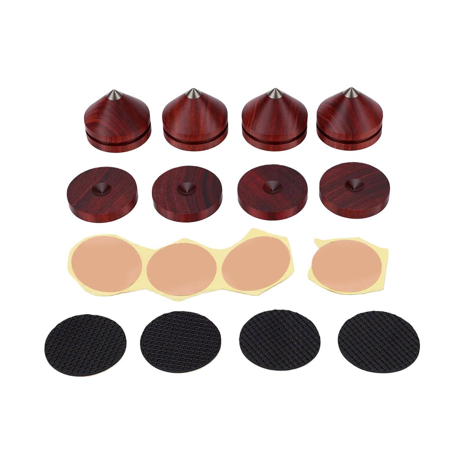 4 Stuks Speaker Isolatie Voetjes Spikes Palissander Koperen Speaker Voetjes Vibratie Geluidsisolatie Stand Accessoires Geschikt voor 6