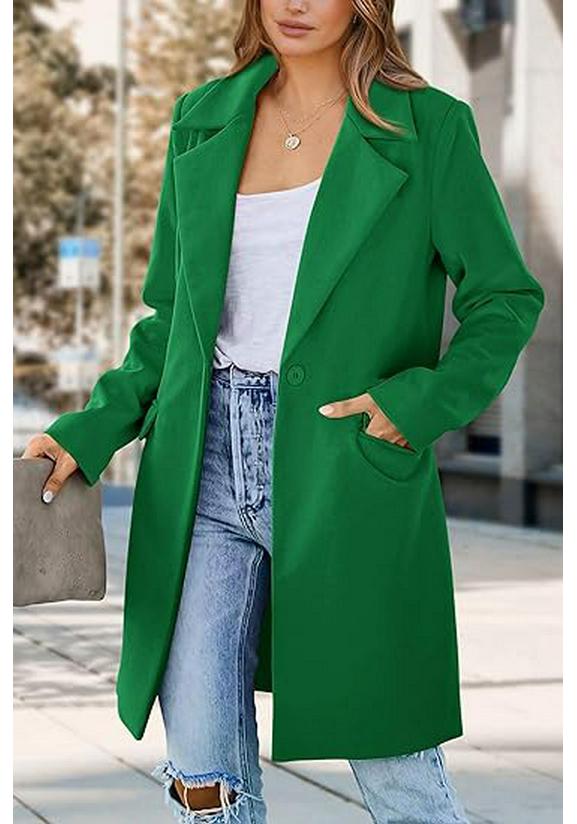 European Autumn Plus Size Woolen Women's Single-Button Cardigan Coat
