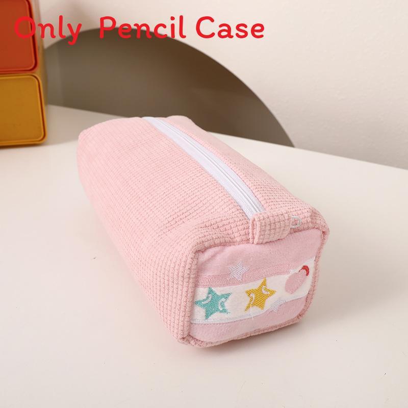 Creative Fabric Pen Storage Bag With Star Pattern For Girls And Students PinkWaffleStar