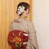 Kamakura Crafts [Kamakura Craft] Japanese-style Hair Ornament Set (2 pieces)  Bonbon Berry with Japanese Pattern Flower Hair Clips (Large and Small) 