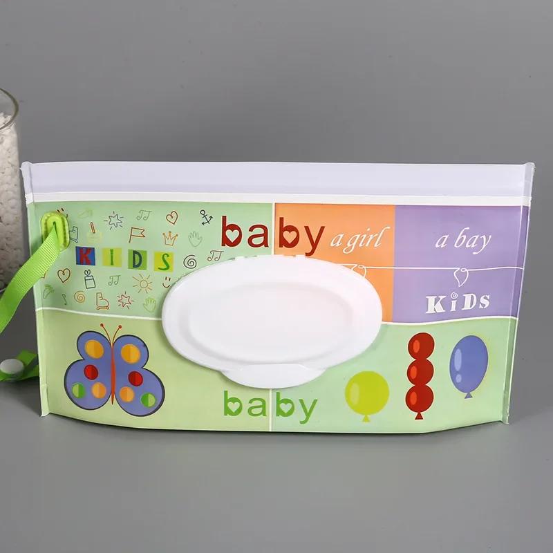 1Pc EVA Snap-Strap Reusable Refillable Wet Wipe Bag Outdoor Useful Tissue Box Baby Wet Wipe Pouch Wipes Holder Case Flip Cover