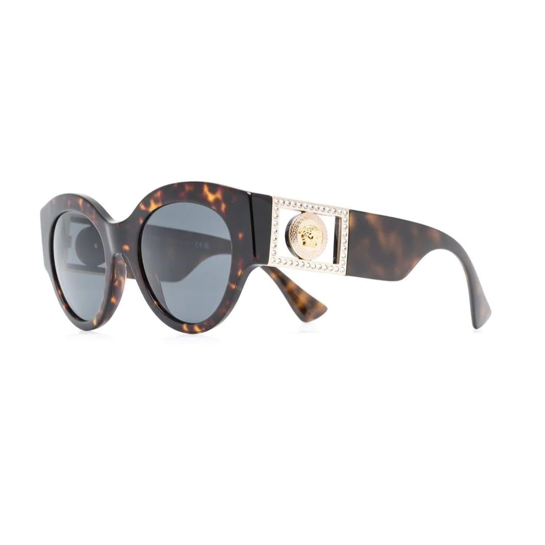 Versace Classic Medusa Pattern Decorative Hollow Leg Design Oval Sunglasses Women sunglasses Tortoiseshell VE4438B 52,Tortoiseshell