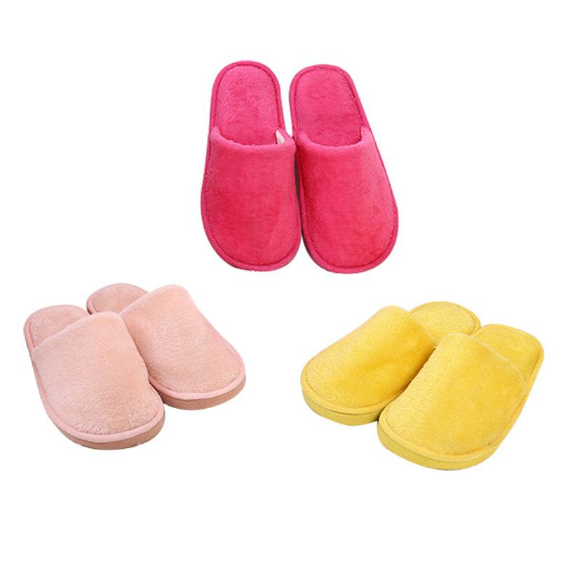 Home Flat Plush Slippers Indoor Shoes Cotton Casual Fashion Soft Round