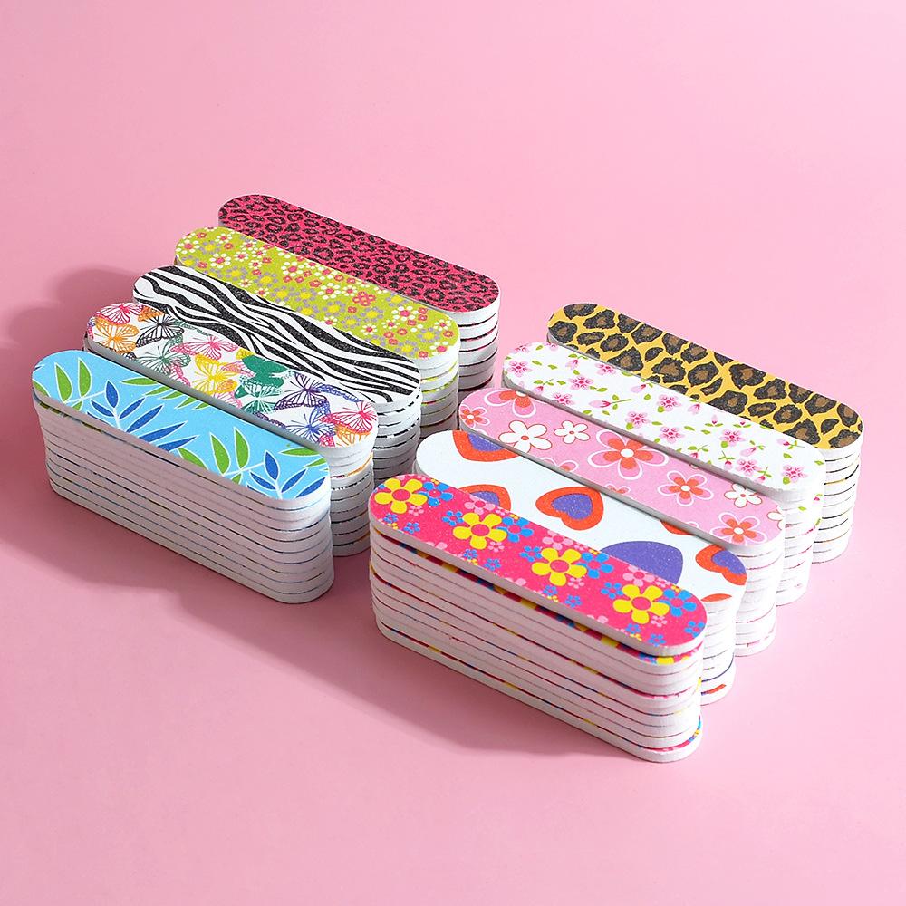 100PCS 9cm Mini Colorful Nail File Double Sided Emery Boards Small Nail File Trimming Tool Manicure Pedicure Tools Wholesale