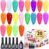 Noirwhite Jelly Gel 20 Colors Trendy Neon Jelly Gel Nail Polish Kit Glossy Crystal Clear Gel Polish Nude Pink Purple Green Blue Yellow Red Color Jelly