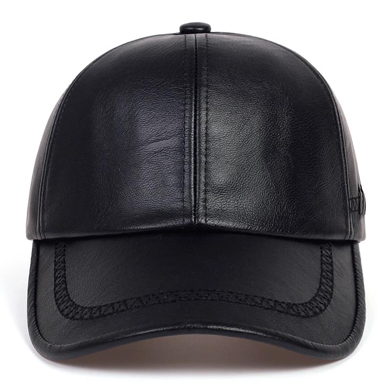 Unisex Solid Color Leather Baseball Caps Adjustable Casual Hats Spring and Autumn Outdoor Sunscreen Hat