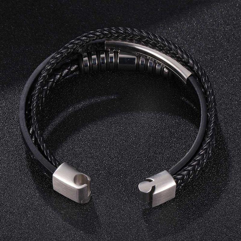 Men Bracelets Vintage Multilayer Leather Braid Bracelets Bangles Handmade Rope Wrap Bracelets Male Gift HipHop Rock Jewlery