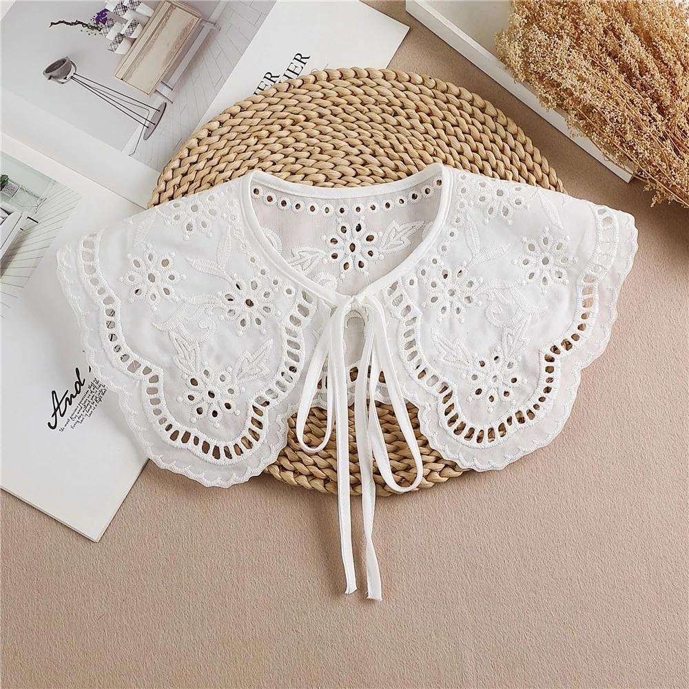 Summer Bow Tie Shawl White Fake Collars for Women Removable Dress Detachable Collar Wrap Shawl  False Collar Decor