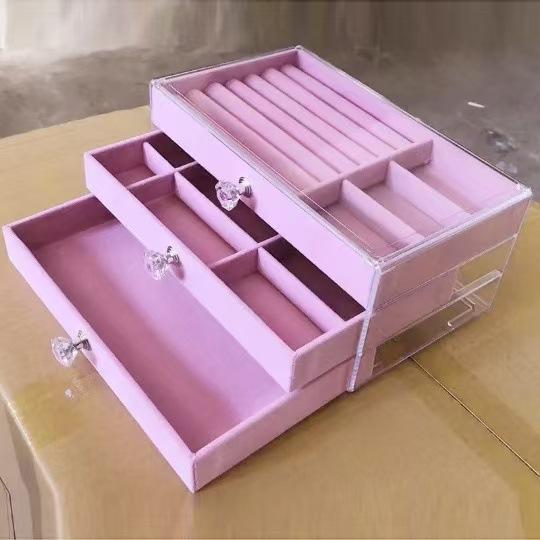 Multi-layer Jewelry Storage Box, Transparent High-end Ring, Stud Earrings, Necklace, Storage Display Rack, Drawer, Jewelry Box.