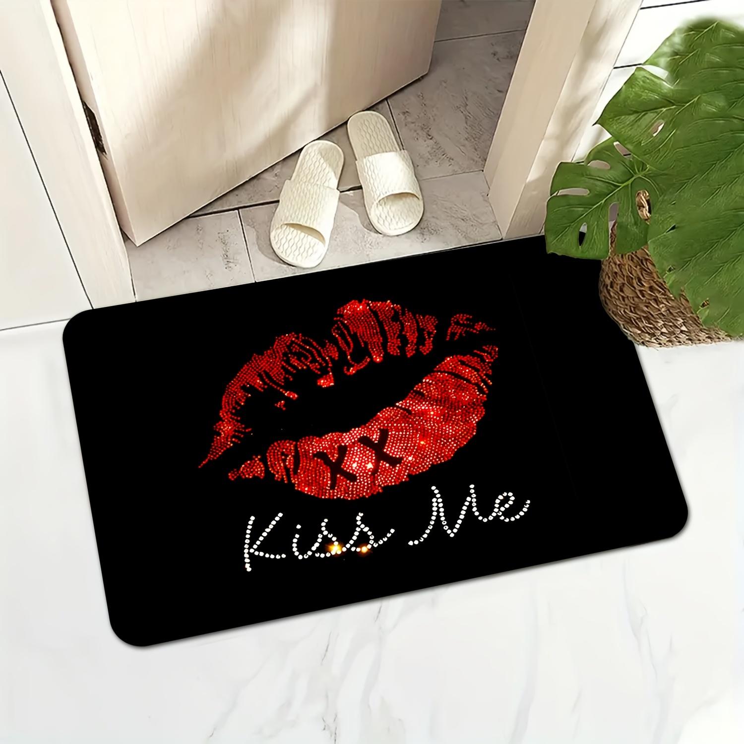 

Red Lips Kiss Theme Welcome Doormat, Artistic Red Lip Non-Slip Floor Rug, Washable Decorative Entryway Mat for Home 40x60cm