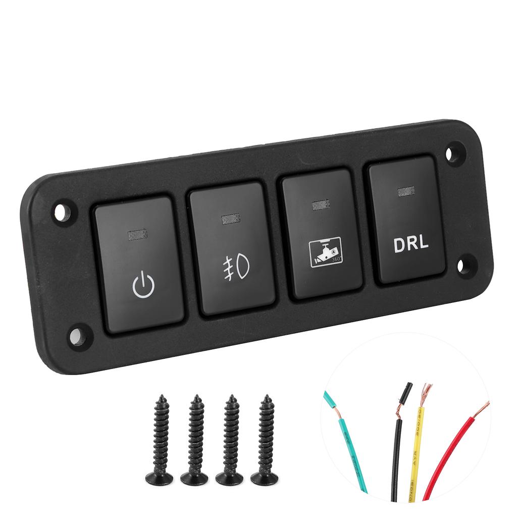 4 Gang Switch Panel Push Button for DRL LED Driving Recorder Fog Lamp 12‑24V Fit for Camry Yaris Highlander