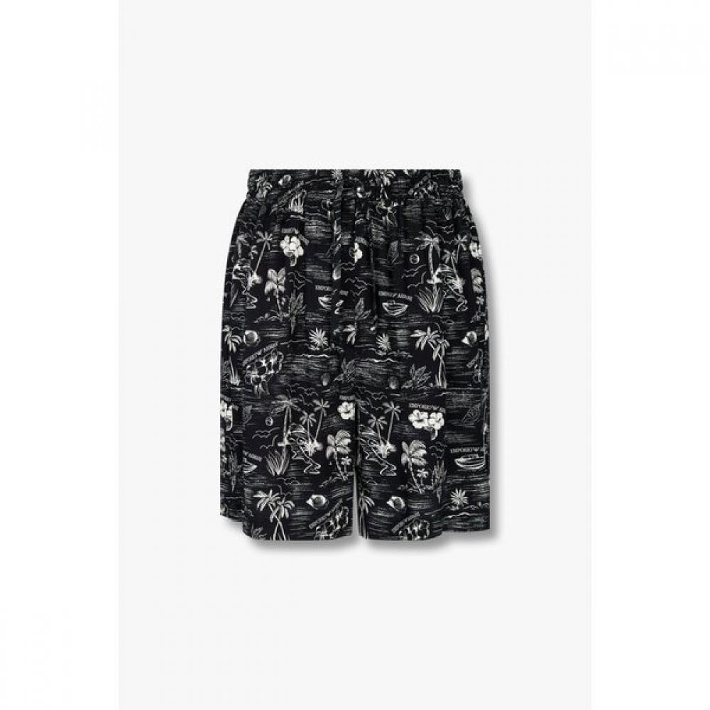 Emporio Armani Женские пляжные шорты S с узором из пальмовых листьев, вискоза S