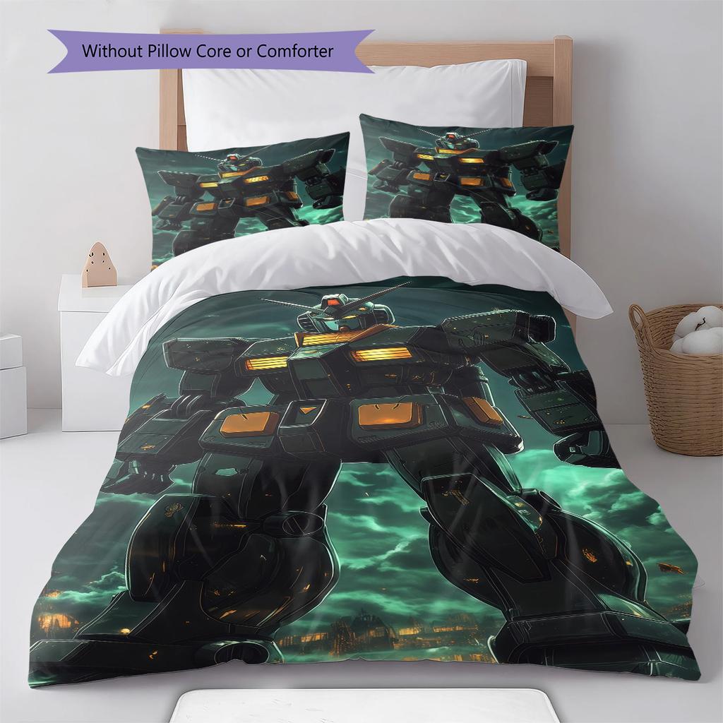Gundam Front View RX-78 Anime Bedding Set Duvet Cover Polyester Soft Bed Linen Set -QJY
