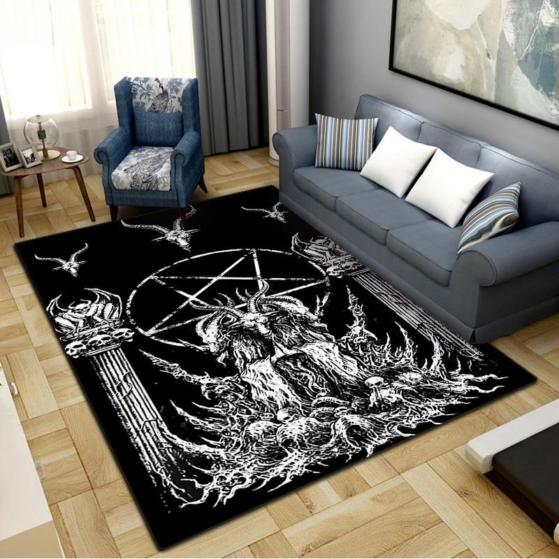 Skull Satan Carpet Rug for Living Room Bedroom Home Sofa Decoration,Kids play Non-slip Floor Mat