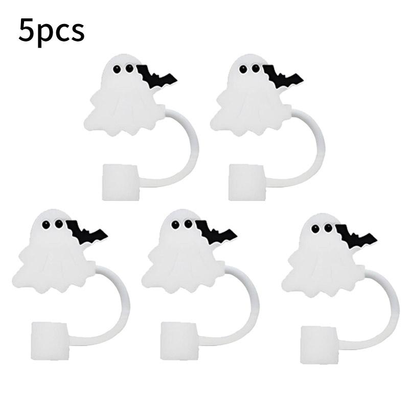 For Stanley Cup Accessories 2x Halloween Cute Ghost Dustproof Straw Toppers Parties For 10mm Drinking Straw Tips Lids Reusable