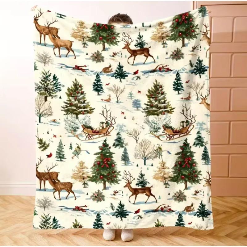 Weihnachts-Flaneldecke geeignet für Bett, Sofa, Büro, Camping, Reisen, Zuhause, Nickerchen-Decke und Küchendekoration