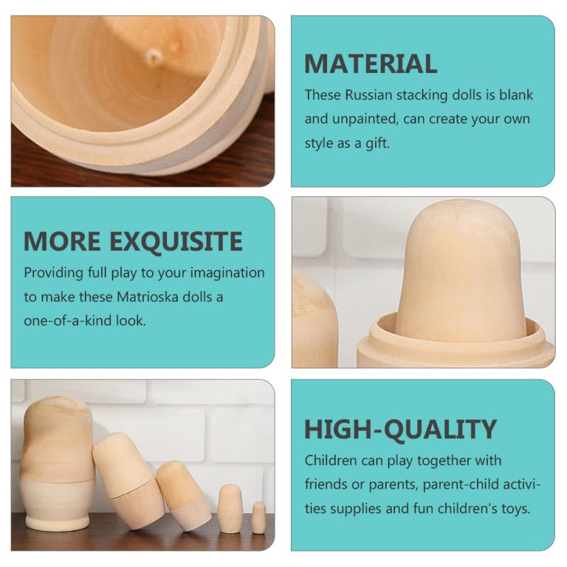 Iplusmile Matryoshka Set of 3 Plain Unpainted Wooden Nesting Wooden Handmade DIY Painting Educational Russian Decorative Gift 3 Sizes Dolls, Kit, Kit,