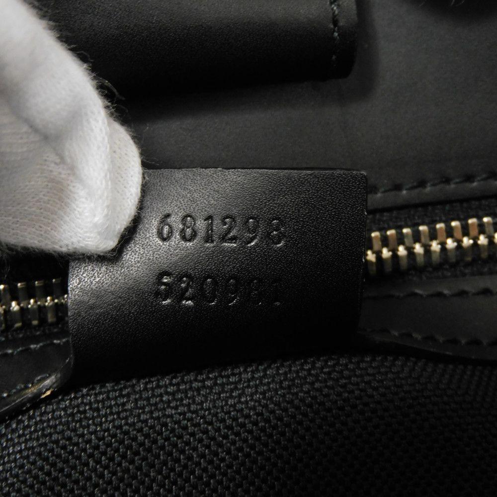 Used GG Supreme Bee Tote Bag In Black with Logo Embossed Calfskin Bee All-Over Print (Size 681298, UIEBN 1058, 7924)