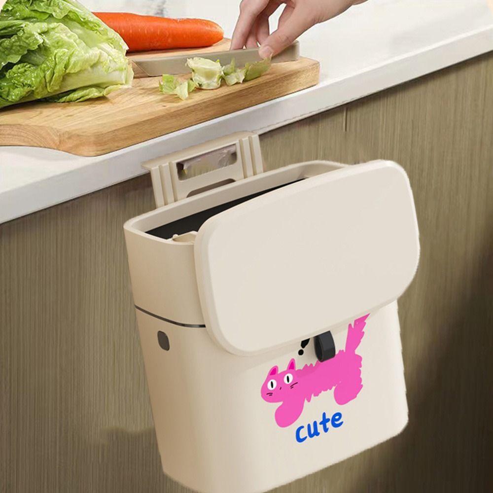 Punch Free Waste Storage Bucket Flip-Top Garbage Container Cute Wall Mounted Trash Can  for Home
