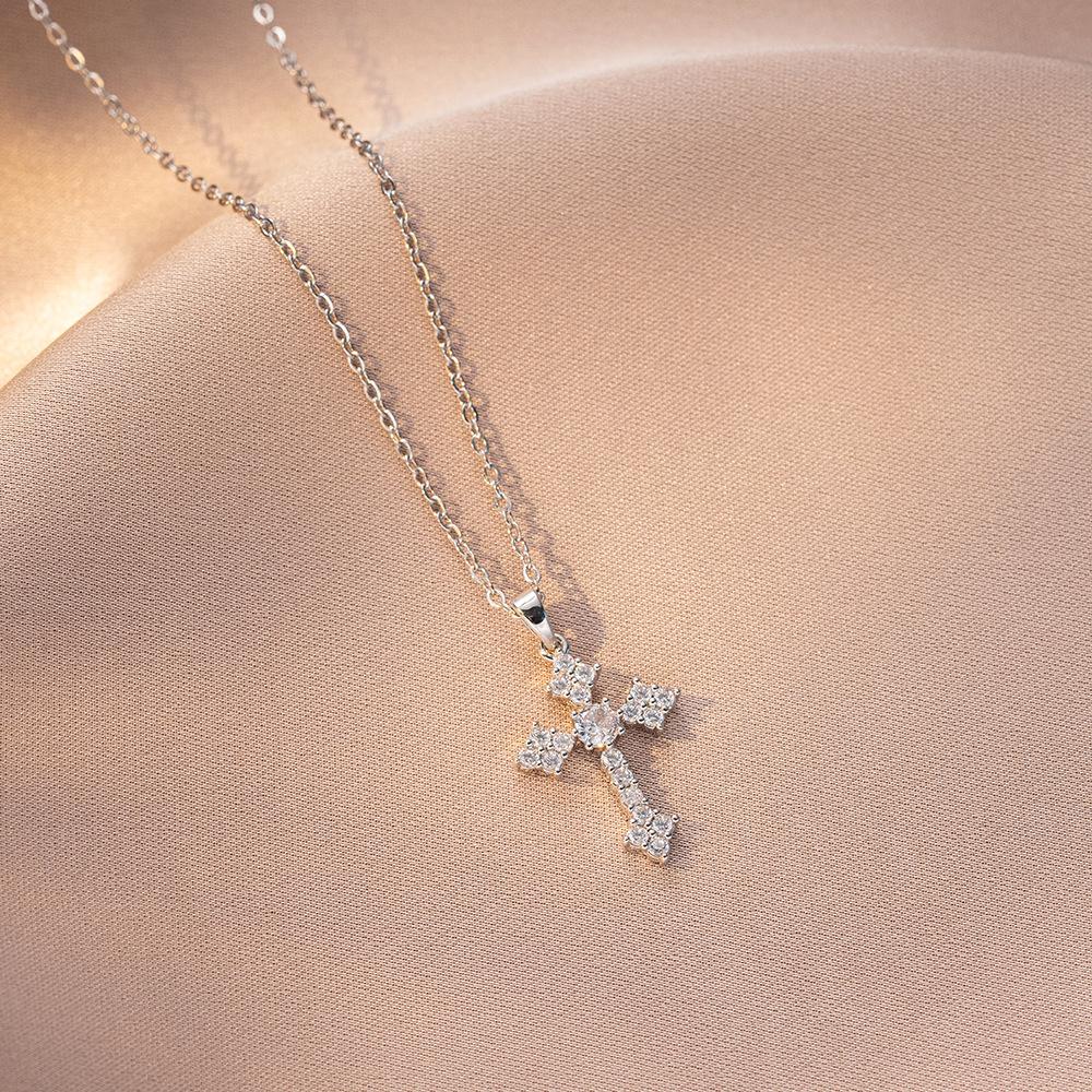 Stainless Steel Chain Fashion Luxury Zircon Cross Pendant Necklaces for Women Men Cool Gold Silver Color Cross Jewelry Gifts
