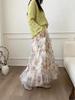 Seaside Fairy Mesh Floral Layered A-line Long Skirt for Women - Spring/Summer 2026 Collection.